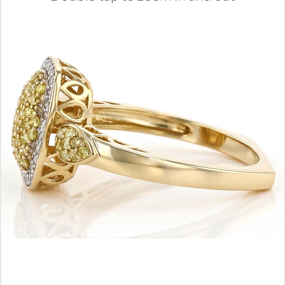 🎉HP🎉10K Diamond YELLOW & WHITE  .53ctw  SOLID Yellow Gold NATURAL &  MINED - Picture 5 of 13
